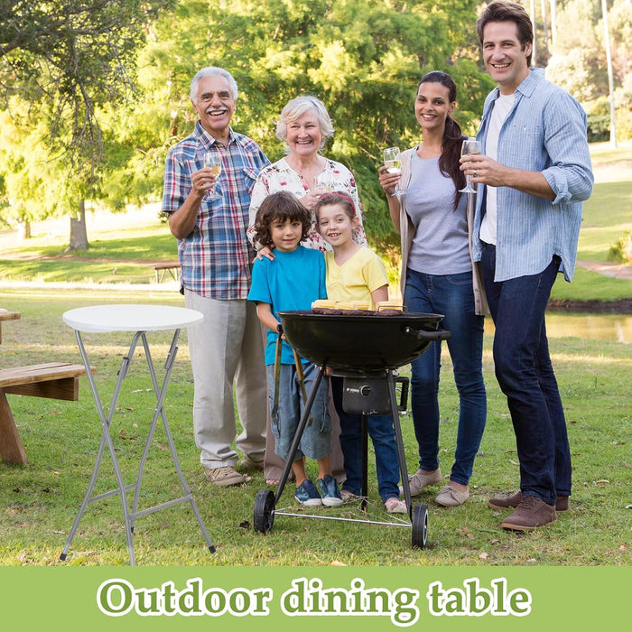 Foldable White Round Cocktail Tables 23.6x44 Inches