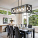 Black Gold Five Light Rectangular Dining Chandelier