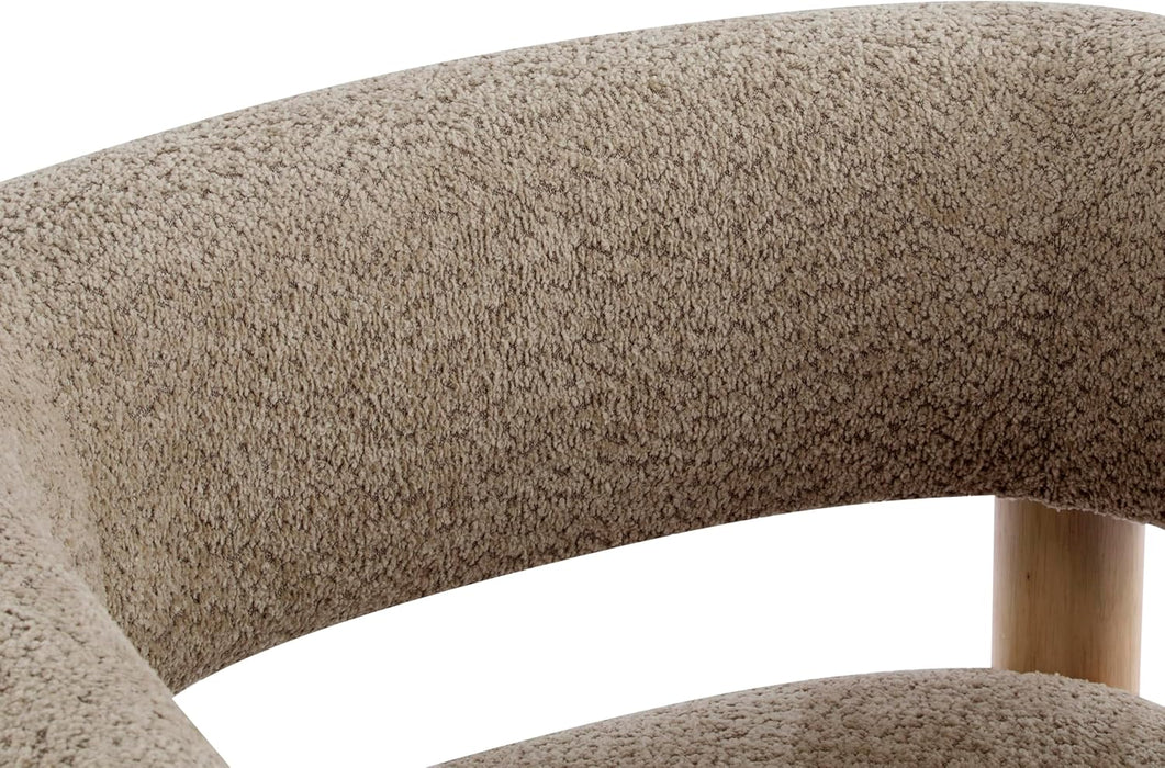 Low Profile BoucleFabric Accent Chair LightCamelTone