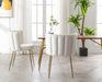 Velvet Dining Chairs Set of 2 Upholstered Gold Metal Legs Cream Mid Century Modern Accent Chair for Living Room Kitchen Dining Room, Cream