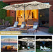 15Ft Double Sided Patio Umbrella with Solar Lights, Outdoor Large Umbrellas with Crank Handle and 48 LED Lights, Rectangular Market Umbrella with Base Included for Deck Pool Shade