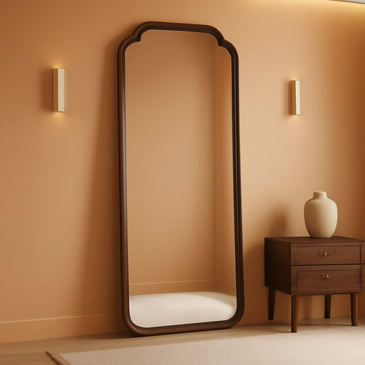 Wood Bathroom Mirrors for Wall Mounted Rustic Wood Frame Wall Mirrors Decorative for Living Room or Bedroom Vanity Mirror (Walnut, 71" L X 24" W)