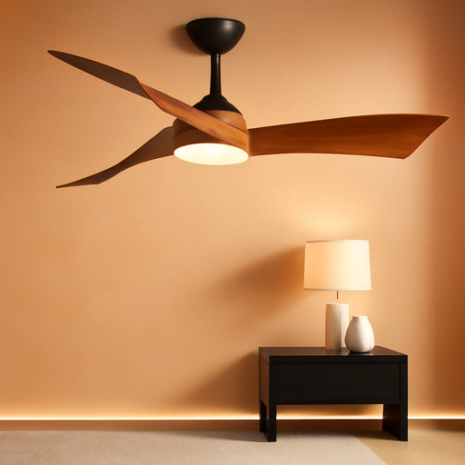 52 Inch Ceiling Fan with Light and Remote, Modern 3 Solid Wood Blades Ceiling Fan, 6 Speeds 5500CFM, Dimmable 3-Color LED with Memory, Timer & Quiet & Reversible DC Motor, ETL, Walnut Wood