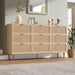 Rattan 9 Drawer Dressers for Bedroom, Tall Dresser with Deep Drawers, Large Chest of Drawers for Closet with Wide Top, Long Wooden Dresser for Living Room, Hallway, Kids Room, Natural