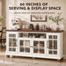 60-Inch Sideboard Buffet Cabinet with Glass Doors,White
