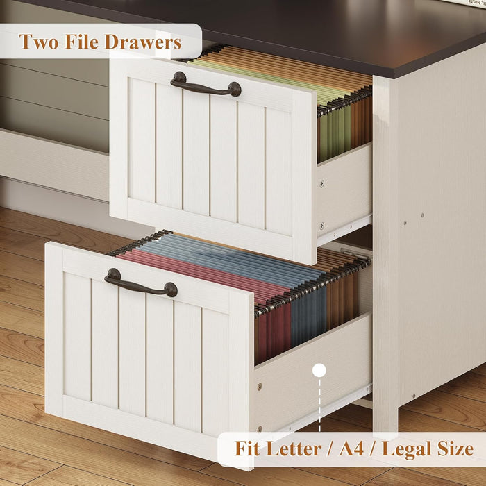 63InchWide White SolidWood Executive Desk With Drawer