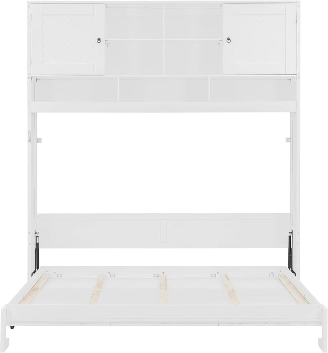 White Queen Murphy Wall Bed With BuiltInStorageSolutions