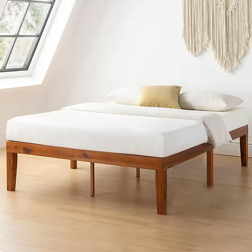 Naturalista Classic Brown Cherry Solid Wood Frame Full Platform Bed with Wooden Slats