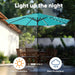 Outdoor Solar Patio Umbrella with 32 LED Lights, Beach Market Table Umbrella with Crank and 8 Sturdy Ribs for Pool, Terrace, Restaurant