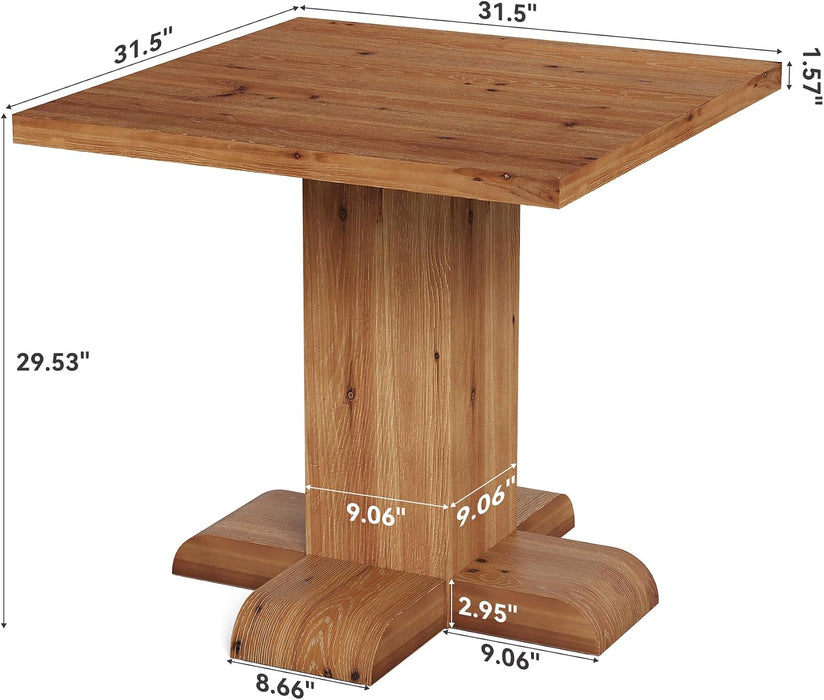 Tribesigns Solid Wood Square Dining Table 31.5 Inch Space-Saving | Natural Wood Grain Kitchen Table, Space-Saving for 2-4 People, Rustic Farmhouse Style for Dining Room, Apartments, Restaurant