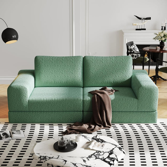 Green Modular Sectional Sofa With Configurable Sections