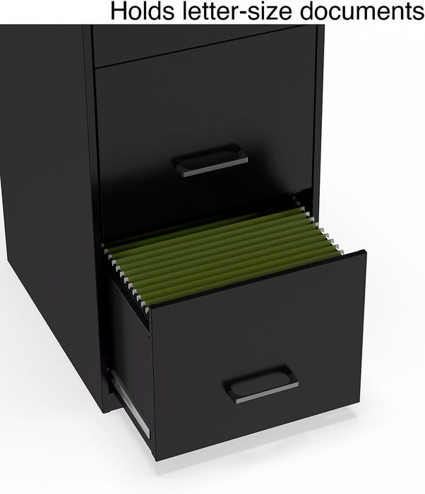 Vertical File Cabinet, 3-Drawer, Letter/Legal, Locking, Black