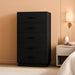 Tall Dresser with 5 Drawers, Modern Wooden Chest of Drawers with Diamond Panel, Anti-Tipping Device, Sturdy and Stable Storage Organizer for Bedroom, Hallway, Living Room