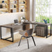 ExtraLarge LShaped Executive Desk RetroGray Drawer Cabinet