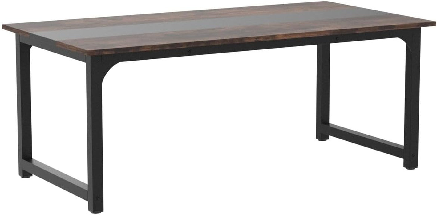 Tribesigns 71"X31.5" Dining Table, Industrial Kitchen Table for 6-8 Person, Rectangular Dinner Table for Dining Room Kitchen Living Room, with Heavy Duty Metal Legs, Brown