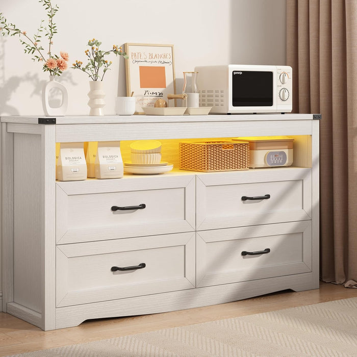 White Contemporary Wooden Dresser With LED Lighting — ShipItFurniture White Contemporary Wooden Dresser With LED Lighting — ShipItFurniture