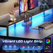 55 Inch Gaming Desk, LED & Power Outlets, Monitor Stand, Black