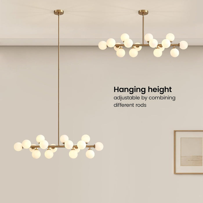 Gold Mid Century Modern Rectangle Chandelier Light