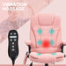 6 Point Vibrating Massage Office Chair with Heat, Velvet High Back Executive Office Chair with Reclining Backrest, Padded Armrests and Remote, Pink