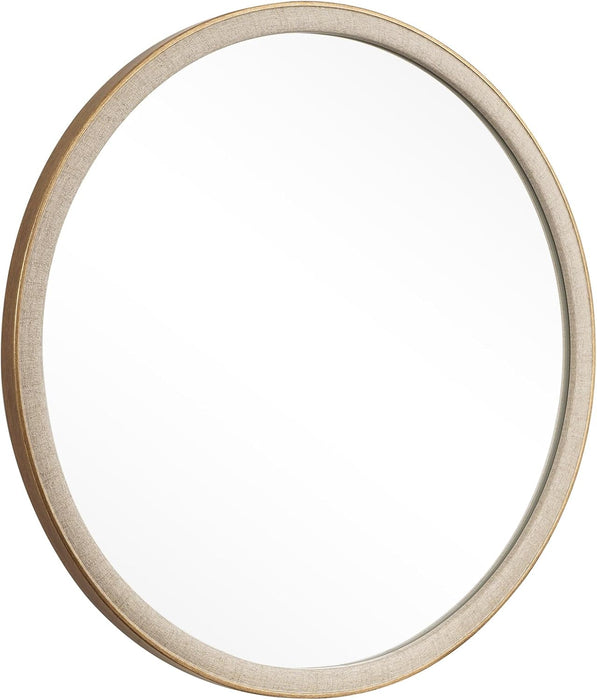 round Mirror 28 Inch,Linen-Texture Circle Wall Mirror for Bathroom, Bedroom, Entryway, Living Room