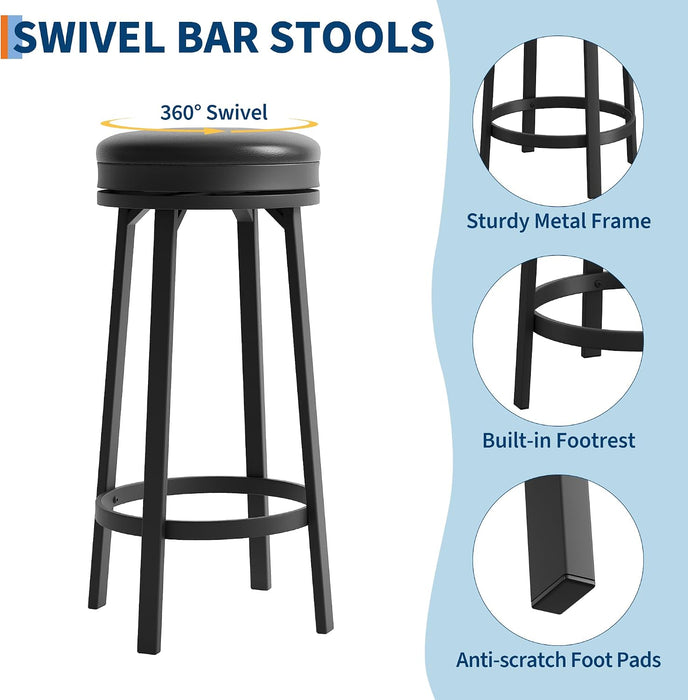 30'' Swivel Bar Stools Set of 2 with PU Leather Cushion