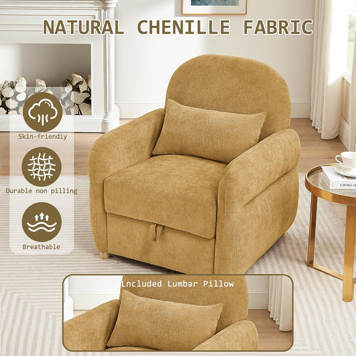 33.5" Accent Chair with Seat Storage Modern Reading Chair Accent Chairs for Living Room Armchair Bedroom,Apartment (Ginger Yellow, 33.5")