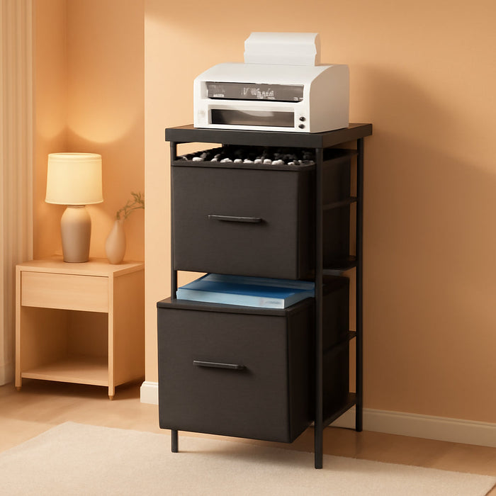 File Cabinet with 3 Drawers, Printer Stand, Cube Storage Shelf, for A4, Letter-Size Files, Hanging File Folders, File Storage Box, Home Office, Ebony Black and Ink Black UOFC058B56