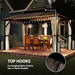 10' X 14' Hardtop Gazebo with UPF50+ Double Galvanized Steel Roof Canopy, Aluminum Frame Permanent Outdoor Gazebo with Curtains and Netting, Ceiling Hooks, Brown