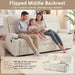 Manual Reclining Sofa, Space-Saving Reclining Couch with Convertible Table & Cup Holders & Storage Pockets, Compact 3-Seater Recliner Couch for Living Room, Home Theater & Apartment (Beige)