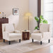 Beige Wingback Accent Chair High Backrest Upholstered