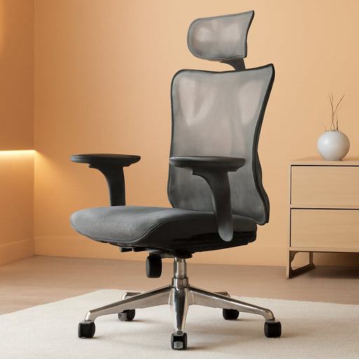M57 Ergonomic Office Chair with 3 Way Armrests Lumbar Support and Adjustable Headrest High Back Tilt Function Grey