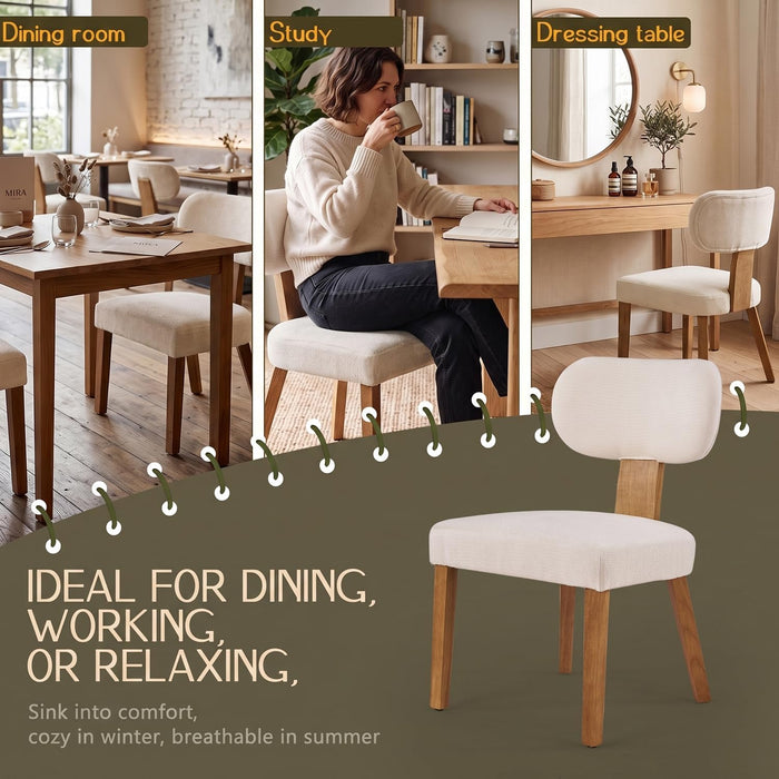 Upholstered Dining Chairs Set of 4, Mid Century Dining Room Chairs, Beige
