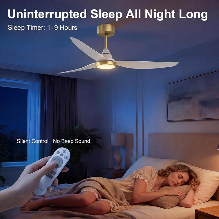 54" Ceiling Fan with Light & Remote Control, Quiet Reversible DC Motor, 6-Speed, 3CCT Dimmable LED, Indoor Ceiling Fans for Bedroom Living Room Dining, by GRANDJOY