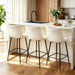 Counter Height Bar Stools Set of 3, FSC Certified Upholstered Faux Leather Barstools with Back, Metal Base, 27" Seat Height, Modern Upholstered Counter Stools for Kitchen Island,(Beige
