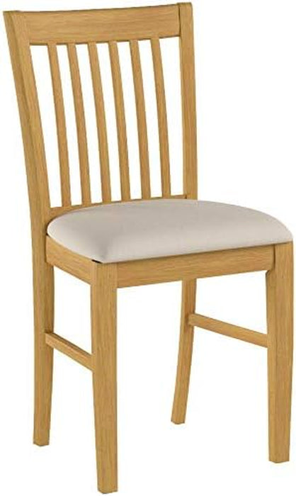 NFC-OAK-C Norfolk Kitchen Dining Chairs - Linen Fabric Upholstered Wood Chairs, Set of 2, Oak