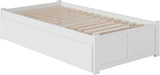 Concord Twin Size Platform Bed with Footboard & Twin Trundle in White