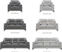 89" Leather Sofa, Silver Gray