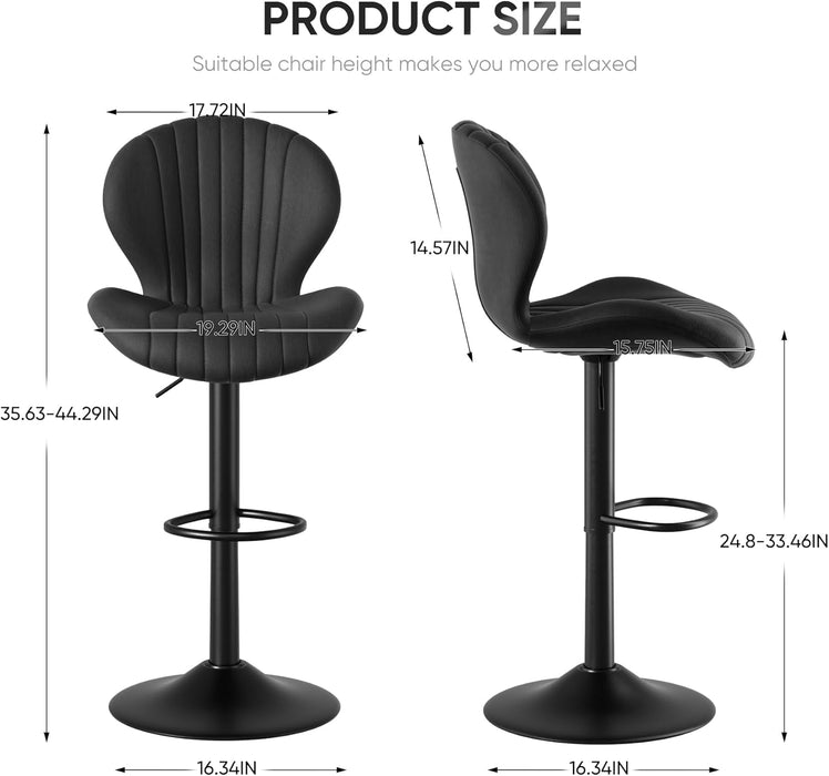 Bar Stools Set of 3 Modern Swivel Bar Chairs, Barstools Counter Height with High Backrest, Easy 3-5 Minute Assembly for Bar, Kitchen, Dining Room Black