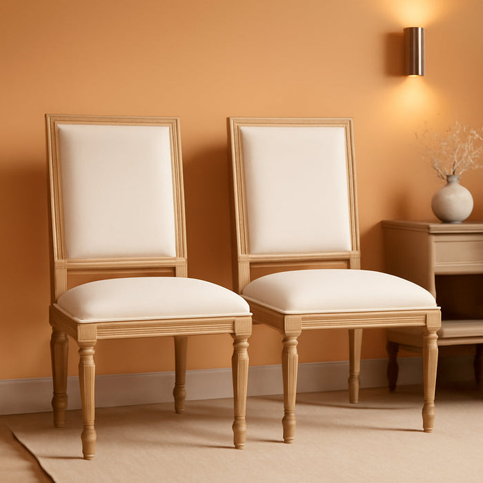 French Country Dining Chairs Set of 2, Upholstered Dining Room Chairs with Back Farmhouse Kitchen Chairs for Living Room, Kitchen, Restaurant (Beige-Square)