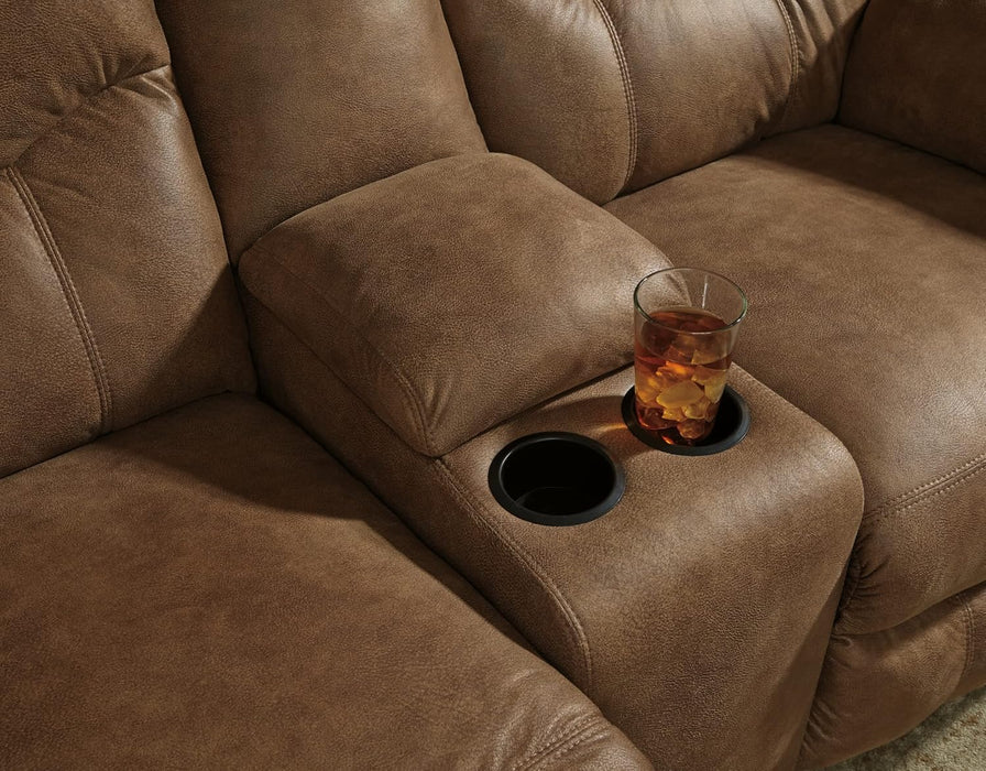 Brown Faux Leather Recliner Loveseat