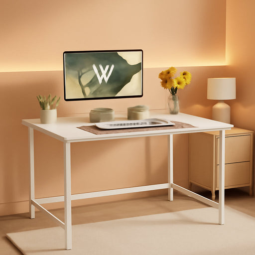 Computer Desk, Gaming Desk, Home Office Desk, for Small Spaces, 19.7 X 39.4 X 29.5 Inches, Modern Style, Metal Frame, Maple White ULWD041W44