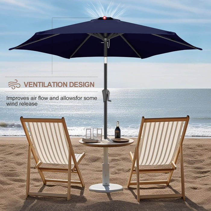 9Ft Patio Umbrella Outdoor - Table Umbrella with Push Button Tilt and Crank, UV Protection, 6 Sturdy Ribs, Market Umbrella for Garden, Deck, Backyard, Lawn, Pool and Beach(Navy Blue)