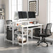 48 Inch Computer Desk, Home Office White with Keyboard Tray, Gaming with Full Monitor Stand, Storage Shelves & CPU Stand, Modern Study Writing Table Studio Work with Shelf