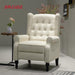 Mid Century Wingback Recliner Chair for Adults, Modern Linen Fabric Push Back Recliner Chairs with Button Tufted Upholstered Back & Footrest, Manual Recliner Chais for Living Room, Nursery, Beige