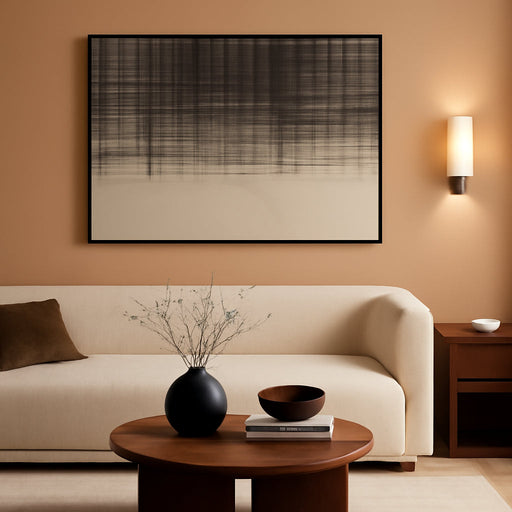 Framed Abstract Wall Art, Large Minimal Neutral Line Canvas Wall Art | Neutral Grey Grid Texture, Modern Minimalist Textured Painting for Living Room & Bedroom, Ready to Hang, 48X32 Inch