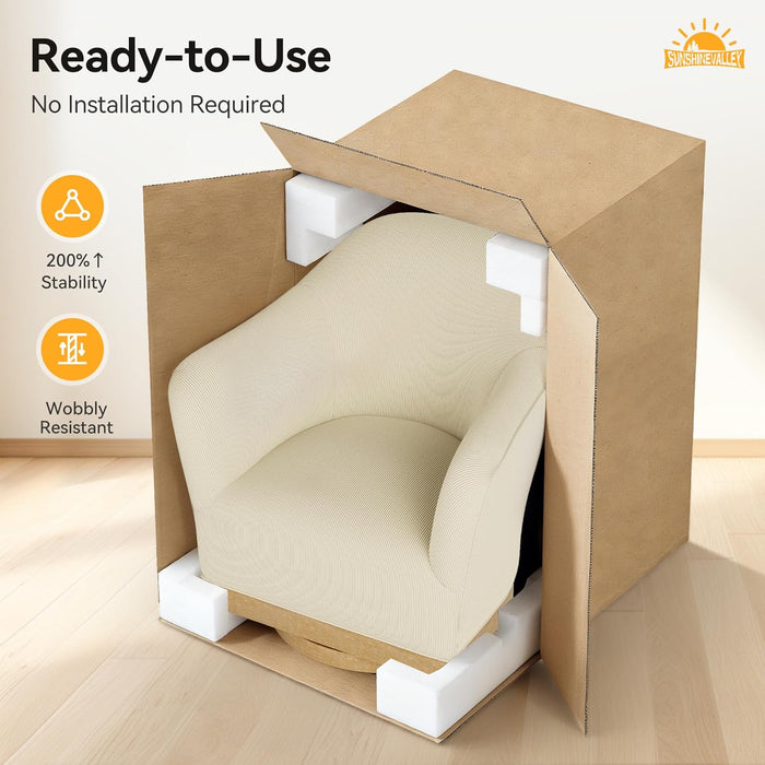 Beige 360 Degree Swivel Upholstered Accent Armchair