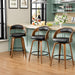 Bar Stools Set of 2, 26" Bentwood Counter Height Barstools, Black | Swivel, Mid-Century Modern, Faux Leather, Ergonomic Backrest, Padded Seat, Bentwood Legs, Footrest, for Kitchen Island, Bar