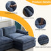 Convertible Sectional Sofa with Chaise L Shaped Couch with Ottoman Reversible 3-Seat Sofa Sectional Couch Sets for Apartment Gray-Blue