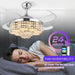 Retractable Ceiling Fan with Light and Remote/App Control, Bluetooth Ceiling Fans with Speaker, RGB-LED Light 6 Speeds Reversible Blades,Chandelier Crystal Ceiling Fan with Lights