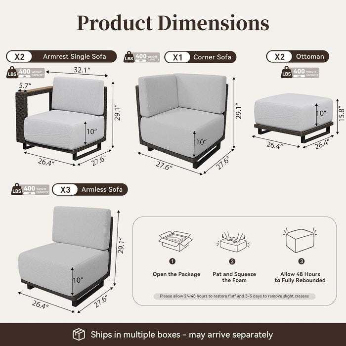 Patio Furniture Set with 10'' Ultra-Thick Cushions